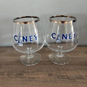 Ciney Beer Glass Stemmed .25l Chalice Silver Rimmed Belgium Brewery Set of 2